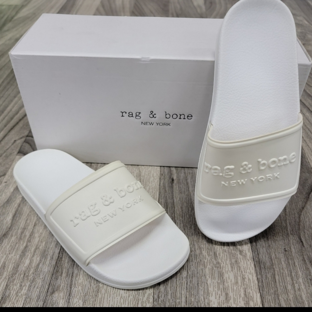 NEW Rag & Bone White Pool Slides